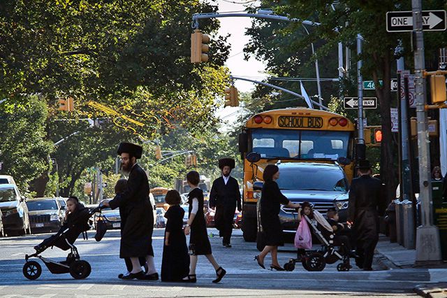 Residents of the Orthodox Jewish community in Borough Park, Brooklyn, in 2013